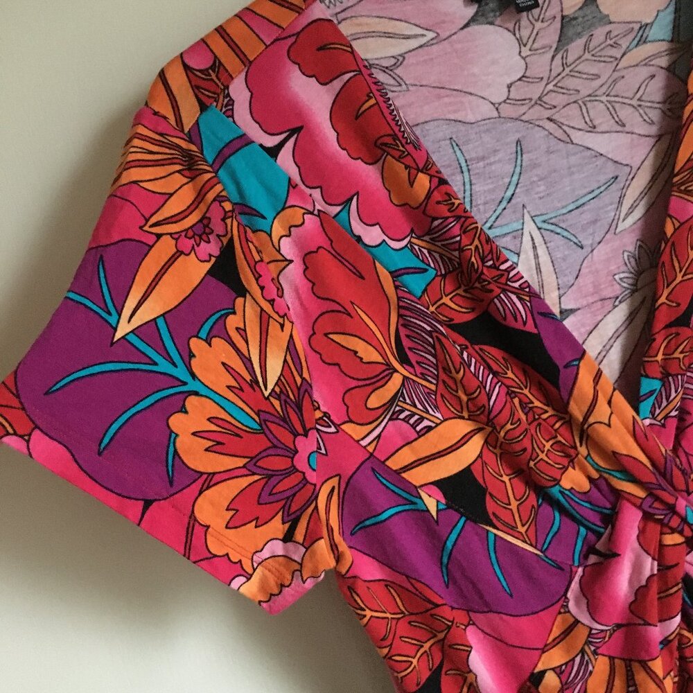 Cable & Gauge Hawaiian Hibiscus Tropical Top Viscose Twist Front XL - Picture 6 of 15